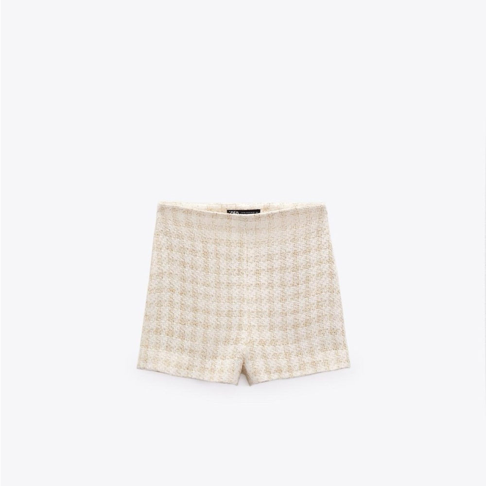 Zara Cream High Waist Shorts Tailored Fit